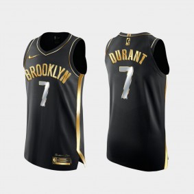 2020-21 Brooklyn Nets Kevin Durant Black Golden Edition Jersey 2X Champs Authentic