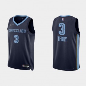 Grizzlies 2021-22 75th Anniversary Navy Tyrell Terry Jersey Icon