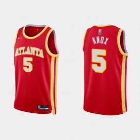 Hawks 2021-22 75th Anniversary Red Kevin Knox Jersey Icon