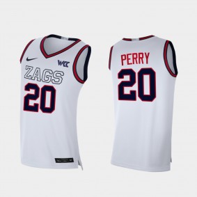 Gonzaga Bulldogs Kaden Perry College Basketball Replica White Jersey 2021-22