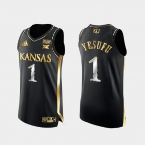 Kansas Jayhawks Joseph Yesufu Golden Edition Authentic Basketball Black Jersey 2021-22