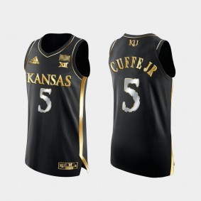 Kansas Jayhawks Kyle Cuffe Jr. Golden Edition Authentic Basketball Black Jersey 2021-22