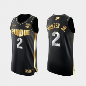Purdue Boilermakers Eric Hunter Jr. Golden Edition Authentic Basketball Black Jersey 2021-22