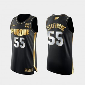 Purdue Boilermakers Sasha Stefanovic Golden Edition Authentic Basketball Black Jersey 2021-22