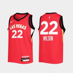Youth Las Vegas Aces A'ja Wilson 2021 Explorer Edition Red Jersey WNBA Victory