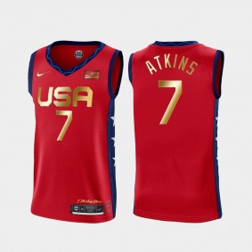 Ariel Atkins USA Women's Basketball Red 2021 Olympics Gold Winner Jersey 7 Consecutive