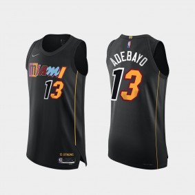 Heat #13 Bam Adebayo 75th Diamond Authentic Jersey 2021-22 City Edition Black mashed-up Uniform