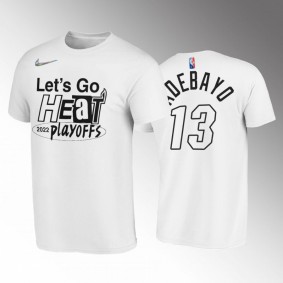Bam Adebayo Miami Heat 2022 NBA Playoffs White #13 T-Shirt Lets Go