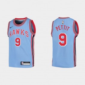 Atlanta Hawks Bob Pettit #9 Hardwood Classics Blue Youth Jersey