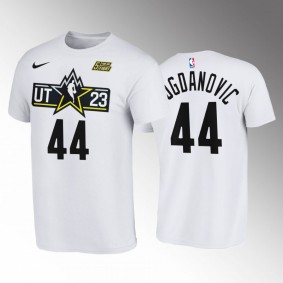 2023 NBA All-Star Utah Jazz #44 Bojan Bogdanovic White T-Shirt Wordmark Logo