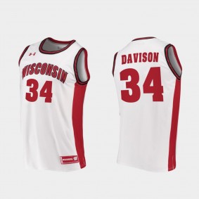 Brad Davison Wisconsin Badgers #34 White 2020-21 Replica Jersey