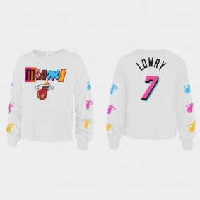 Women's Miami Heat 2021-22 City Edition #7 Kyle Lowry Call Up Parkway White T-shirt Long Sleeve