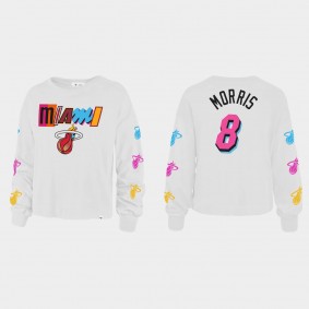 Women's Miami Heat 2021-22 City Edition #8 Markieff Morris Call Up Parkway White T-shirt Long Sleeve
