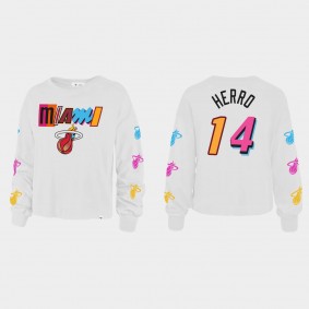 Women's Miami Heat 2021-22 City Edition #14 Tyler Herro Call Up Parkway White T-shirt Long Sleeve