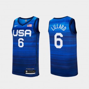 Damian Lillard USA Basketball Blue Tokyo Olympics 2021 Jersey Away