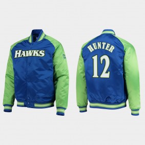 Atlanta Hawks De'Andre Hunter NO. 12 Raglan Reload 3.0 Royal Jacket Hardwood Classics