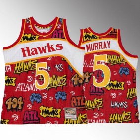 Atlanta Hawks Dejounte Murray Slap Sticker #5 Red Retro Swingman Jersey
