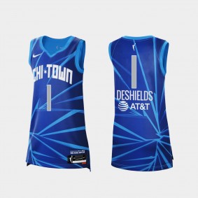 Chicago Sky Diamond DeShields Rebel Edition Unisex Blue Jersey WNBA 2021 Victory