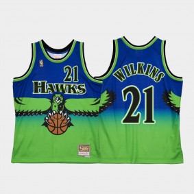 Dominique Wilkins #21 Atlanta Hawks Blue Reload 2.0 Hardwood Classics Jersey Shirts