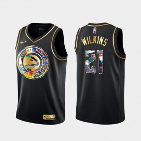 NBA 75th Anniversary Team Dominique Wilkins Diamond Edition Jersey Hawks #21 Black Uniform