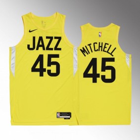 Utah Jazz Donovan Mitchell 2022-23 Icon Edition Yellow #45 Jersey