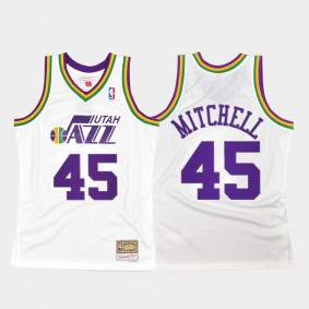 Donovan Mitchell Utah Jazz White Vintage 80s Jersey