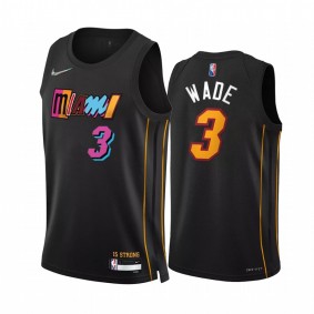 Dwyane Wade NBA 75th Anniversary Jersey Heat City Edition #3 Black mashed-up Uniform