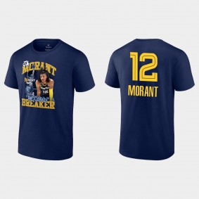 Memphis Grizzlies #12 Ja Morant Player Graphic Most Points Scored In A Game Navy T-shirt