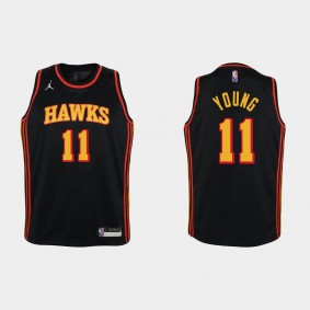 Atlanta Hawks #11 Trae Young 75th Anniversary Statement Black Jersey Youth