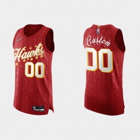 Atlanta Hawks Custom #00 2021 NBA 75th Christmas Gift Red Authentic Jersey