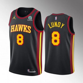 Seth Lundy Atlanta Hawks #8 Black Jersey 2022-2023 Statement Edition 2023 NBA Draft