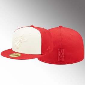 Miami Heat Cork Two-Tone Cream Red 59FIFTY Fitted Hat
