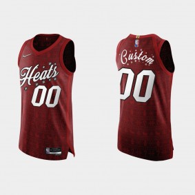 Miami Heat Custom #00 2021 NBA 75th Christmas Gift Red Authentic Jersey