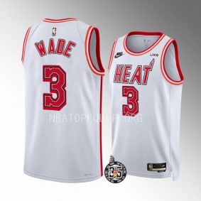 Miami Heat 35th Anniversary Dwyane Wade White #3 Jersey Classic Edition