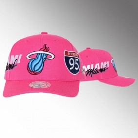 Miami Heat Pink Highway Pro Crown Snapback Hat Men
