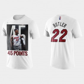 Miami Heat #22 Jimmy Butler 45 Points 2022 NBA Playoffs G2 White T-shirt