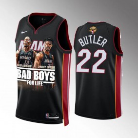 Jimmy Butler Miami Heat Bad Boys 2023 Finals Black #22 Print Graphics Jersey Men