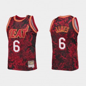 Miami Heat Mitchell & Ness LeBron James 6 #Lunar New Year Red HWC Limited Jersey