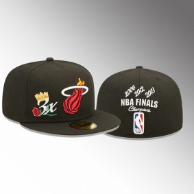 Miami Heat NBA Crown Champs Black 59FIFTY Fitted Cap Hat