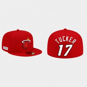 Miami Heat P.J. Tucker #17 2022 NBA Finals 59FIFTY Fitted Side patch Red Hat