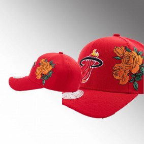 Miami Heat Secondary Rose Hat Men Red Pro Crown Snapback