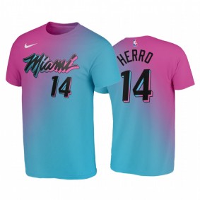 Tyler Herro 2020-21 Heat #14 Rainbow City Blue Pink T-Shirt ViceWave
