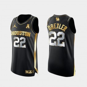 Clyde Drexler 2021 March Madness Houston Cougars Golden Authentic Black Jersey