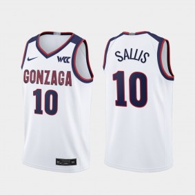 Hunter Sallis Gonzaga Bulldogs #10 Jersey White 2021-22 College Basketball Limited