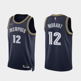 Ja Morant Memphis Grizzlies 75th Diamond Anniversary Jersey 2021-22 City Edition Navy