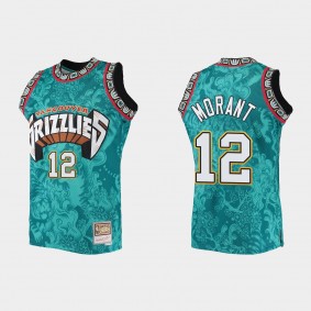 Memphis Grizzlies Mitchell & Ness Ja Morant #12 Turquoise Lunar New Year HWC Limited Jersey