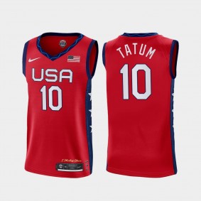 Jayson Tatum #10 USA Basketball Red 2020 Summer Olympics Jersey