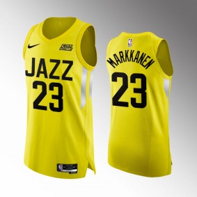 Utah Jazz #23 Lauri Markkanen Yellow Authentic Jersey 2022-23 Icon Edition