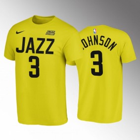 Stanley Johnson #3 Utah Jazz Icon Edition Yellow Men T-Shirt 2022-23