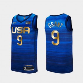 Jerami Grant USA Basketball 2021 Tokyo Olymipcs Gold Winner 4 Consecutive Blue Jersey